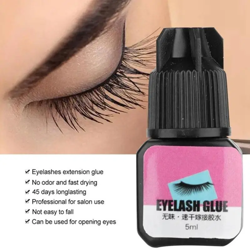 Pegamento de extensión de pestañas injertadas, secado rápido, impermeable, insípido, duradero, firme, No irritante, negro, herramientas de maquillaje, 5ml