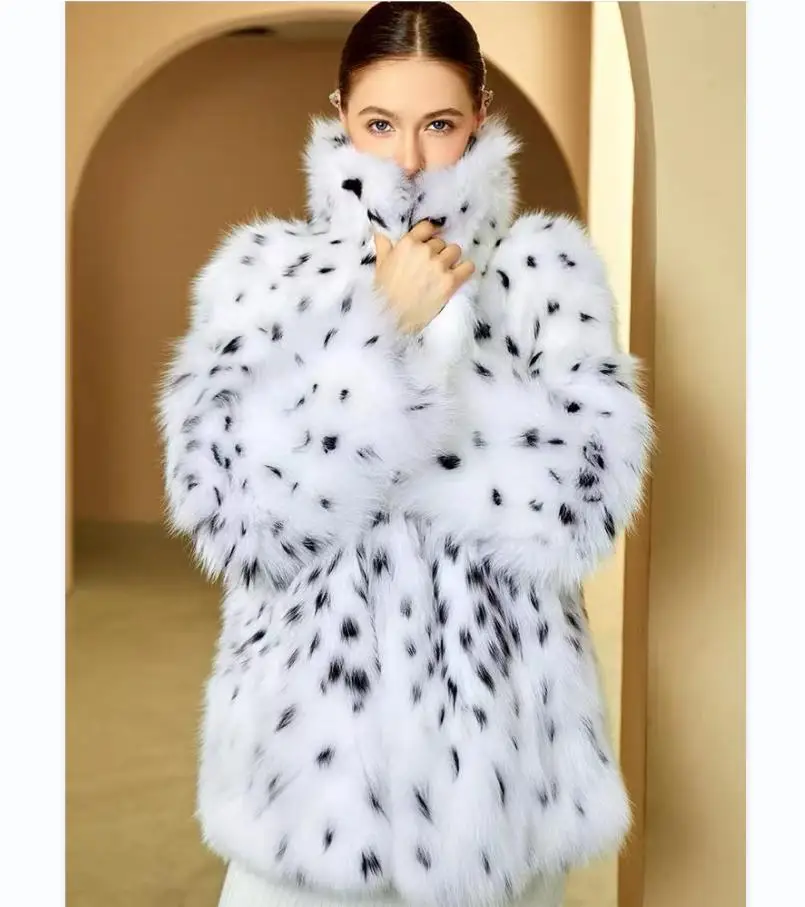 High luxury fox fur and lynx fur coat women\'s coat medium length 2023 New Autumn/Winter Fashion Fur