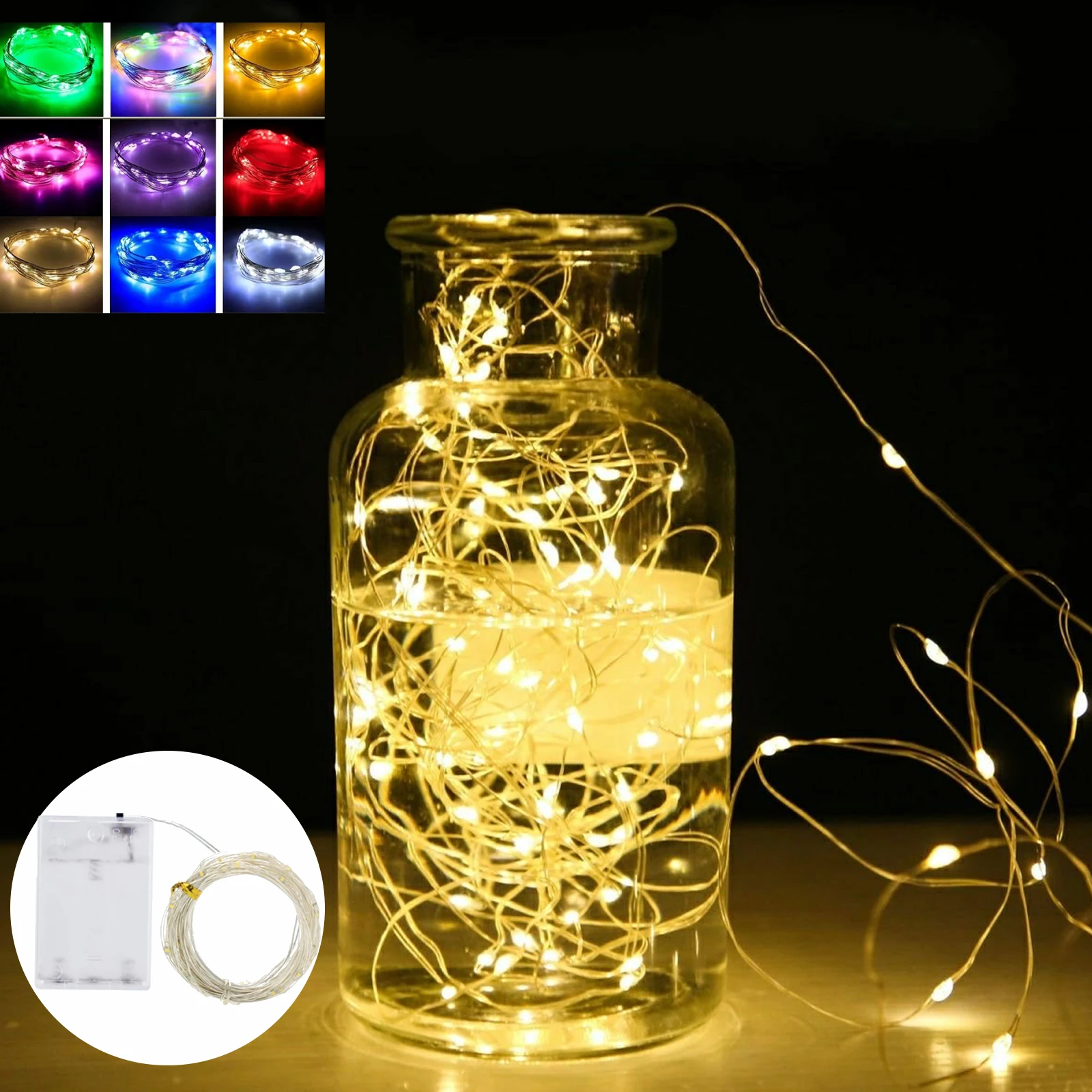 3 فولت LED الجنية سلسلة أضواء في الهواء الطلق حديقة AA بطارية تعمل بالطاقة 9 ألوان الأسلاك النحاسية LED أضواء لحفل زفاف زينة عيد الميلاد