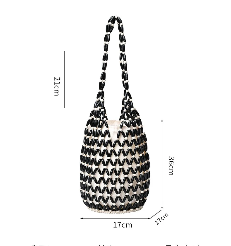 

Модная тканая сумка ручной работы из натурального дерева с бисером, женская винтажная сумка с вырезами, дизайнерская корзина, сумки-ведра