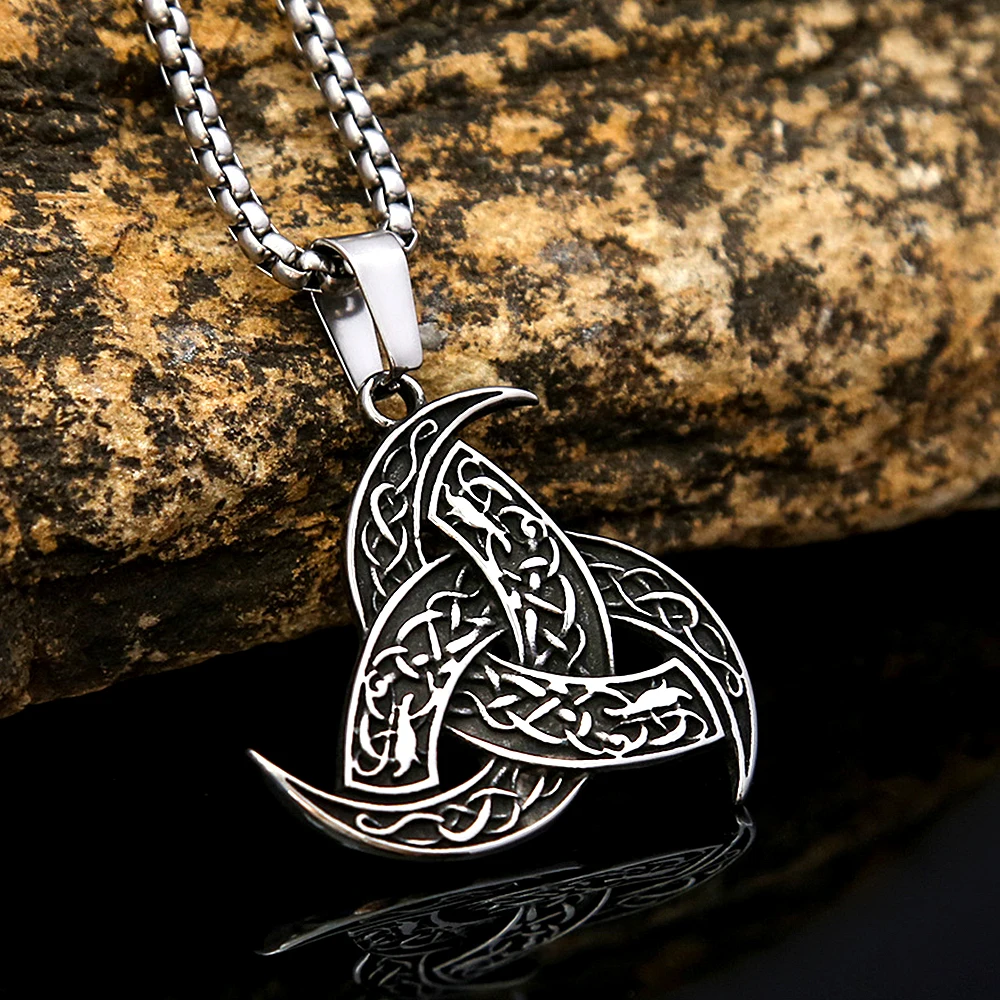 Fashion Celtic Knot Valknut Pendant Stainless Steel Norse Viking Dragon Necklace For Men Amulet Jewelry Gifts Dropshipping