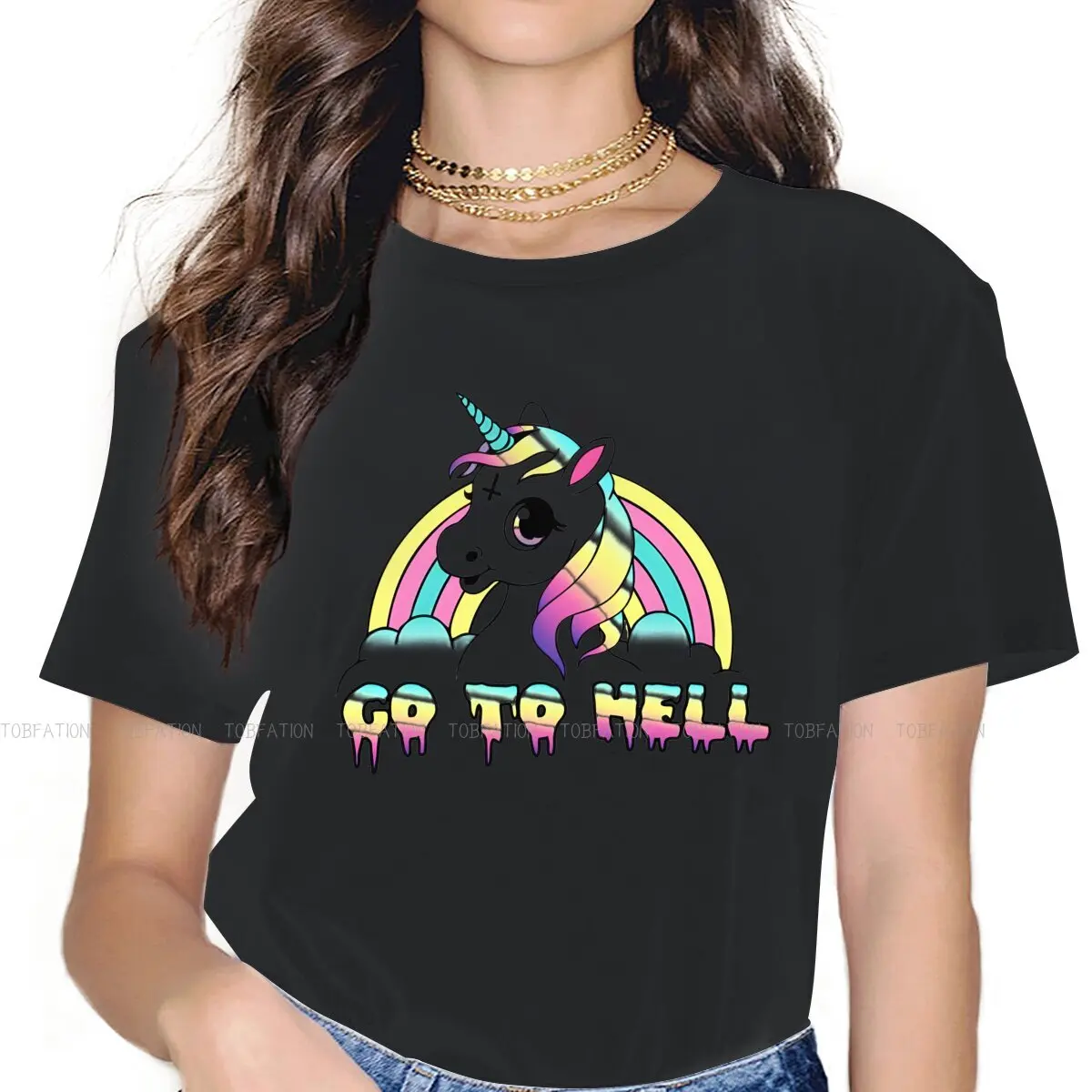 Go To Hell  Pastel Goth Unique TShirt for Girl Cute Unicorn Cartoon Top Quality Gift Clothes  T Shirt Stuff Ofertas