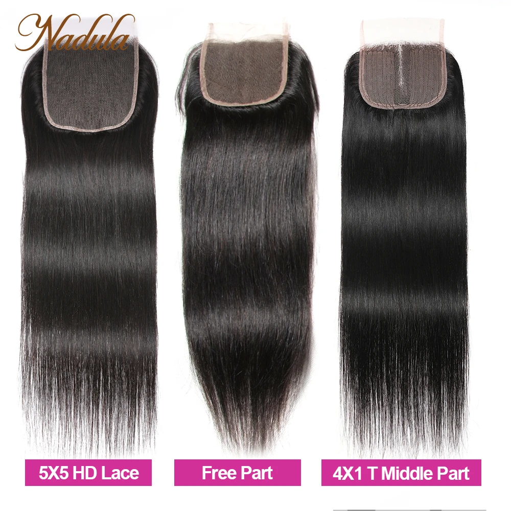 Nadula Hair HD Lace Closure Middle/Free Part Closure Indian Straight Hair Natural Color Remy Hair 10-20Inch Swiss Lace Closure