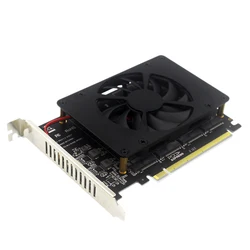 4 Disk M.2 NVME M KEY SSD To PCIe 4.0 X16 Adapter with Heat Sink PCIEX16 NVME M.2 MKEY SSD RAID Array Expansion 4 X 32Gbps