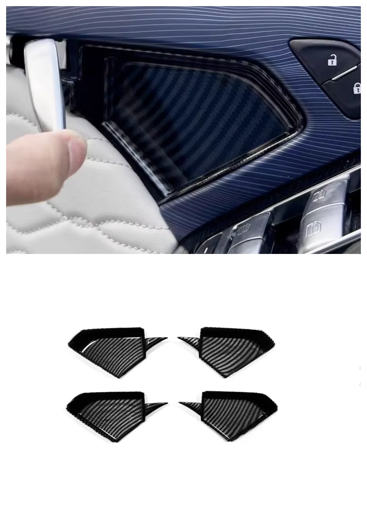 

Suitable for Dongfeng VOYAH FREE 2022 2023 2024 ABS interior door bowl decoration Parts carbon fibre Peach wood 4 piece set