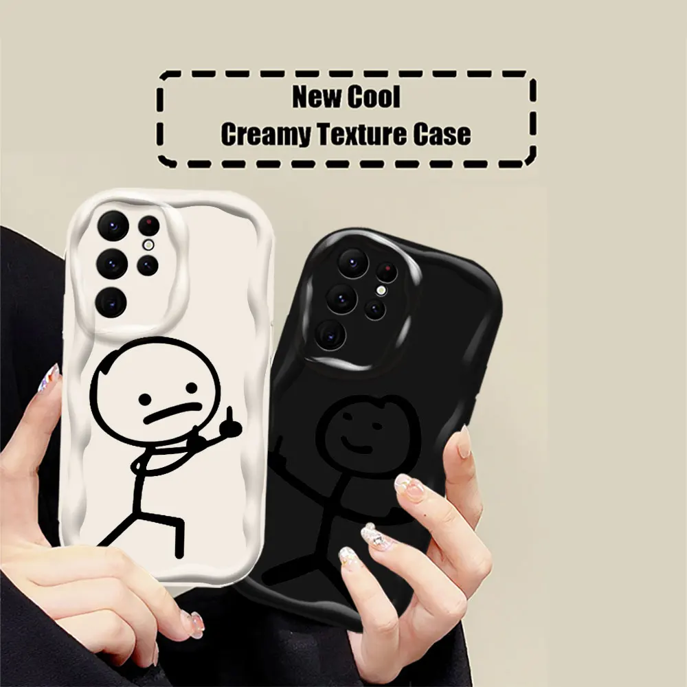 Funny Matchman Middle Finger Cute Man Case For Samsung Galaxy S24 S23 S22 S21 S20 Ultra Plus Fe A55 A54 A53 A52 S 3D Wave Cover