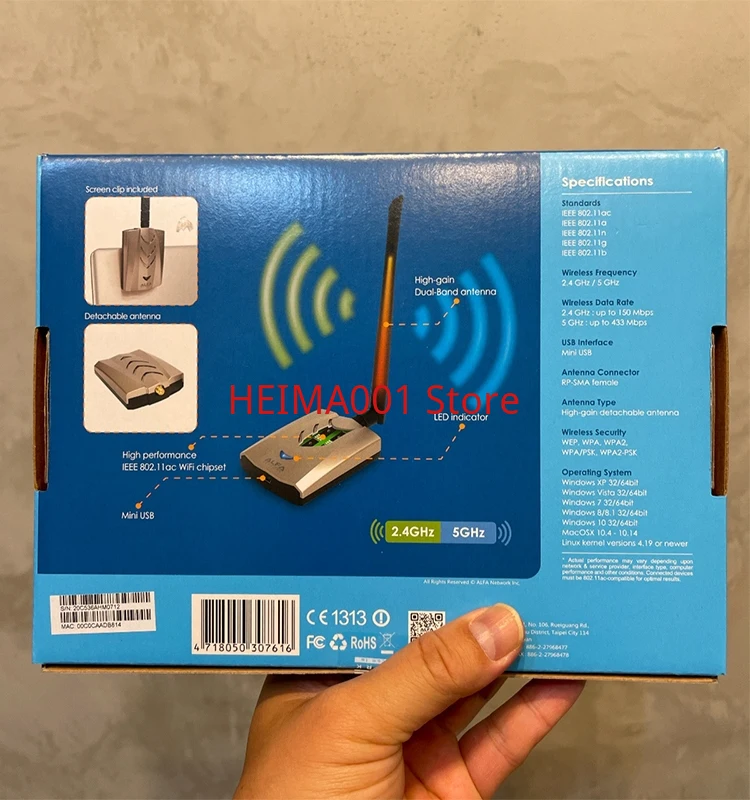 ALFA AWUS036ACHM MT7610 802.11AC Placa de rede, Mac Kali Linux
