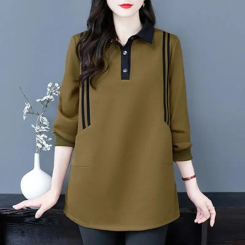 Camisola feminina plus size Faionable Ele Emagrecer Design Primavera Outono Novo Sle Confortável Coreano Sle Long Sve...