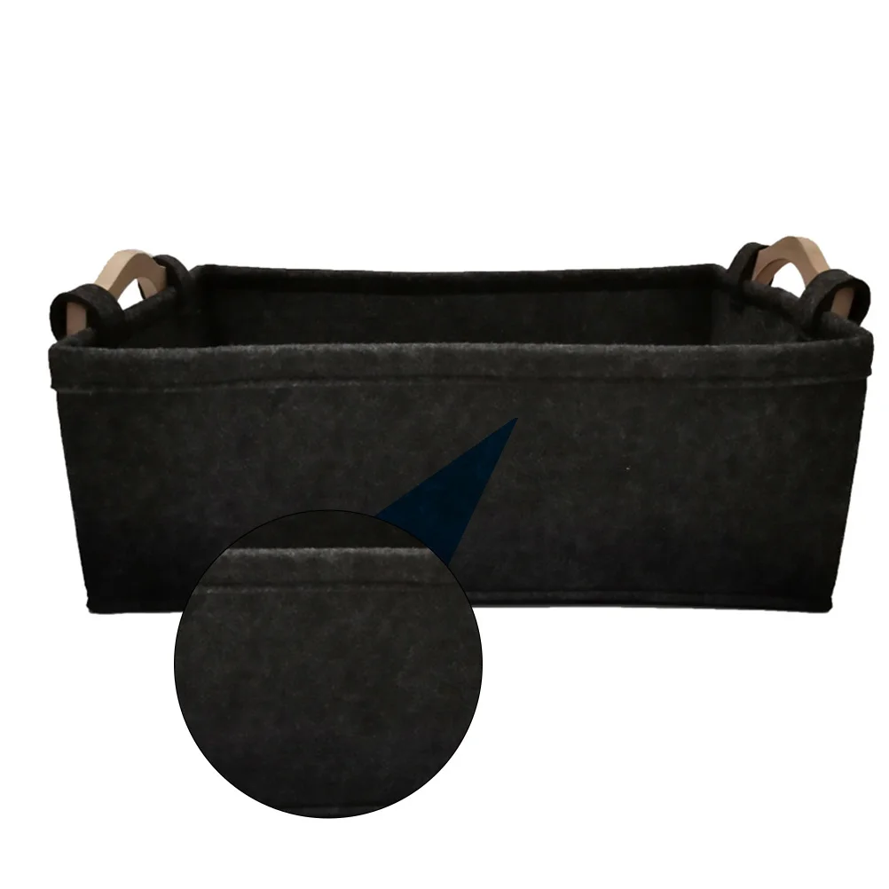 

1Pcs Desktop Sundries Basket Black Felt Thick Fabric Storage Container Organizer for Home Use Desktop Basket
