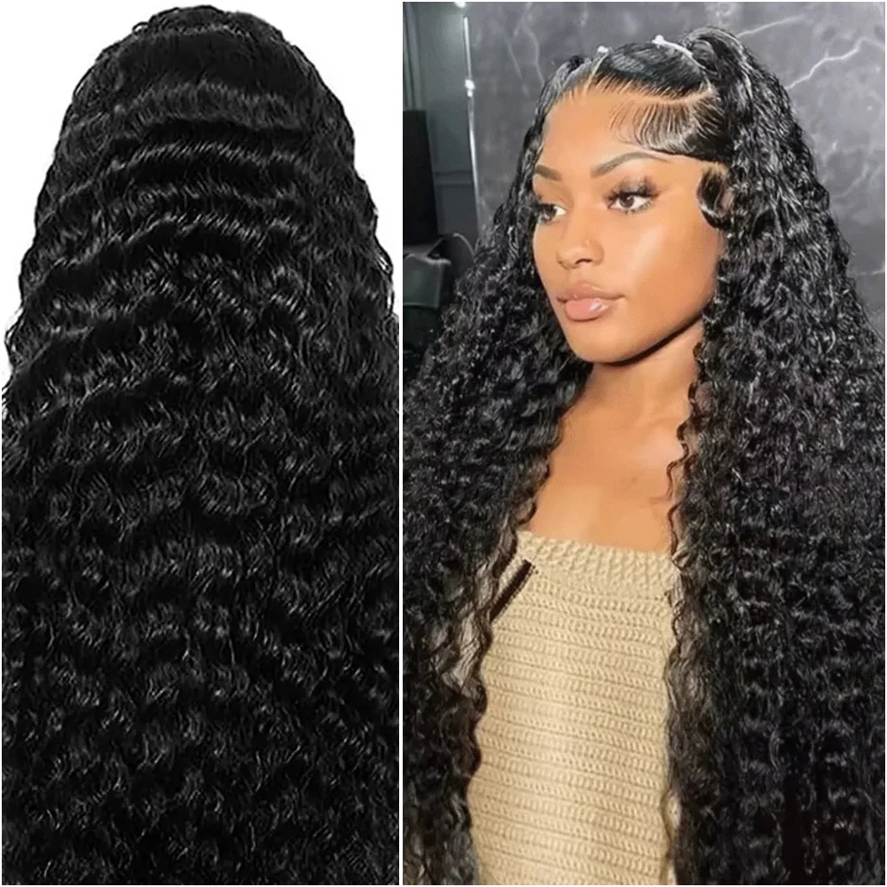 200 Плотность 13x6 HD Прозрачный кружевной фронт 100% парики из натуральных волос Бразильский 38-дюймовый глубокий волнистый кружевной фронтальный парик предварительно сорванный для женщин