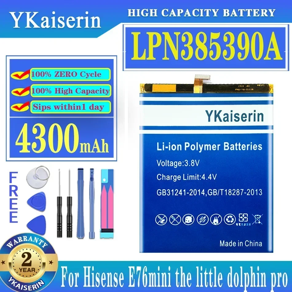 YKaiserin Battery LPN385390 LPN385390A 4300mAh For Hisense E76mini E76 mini Mobile Phone Batteries