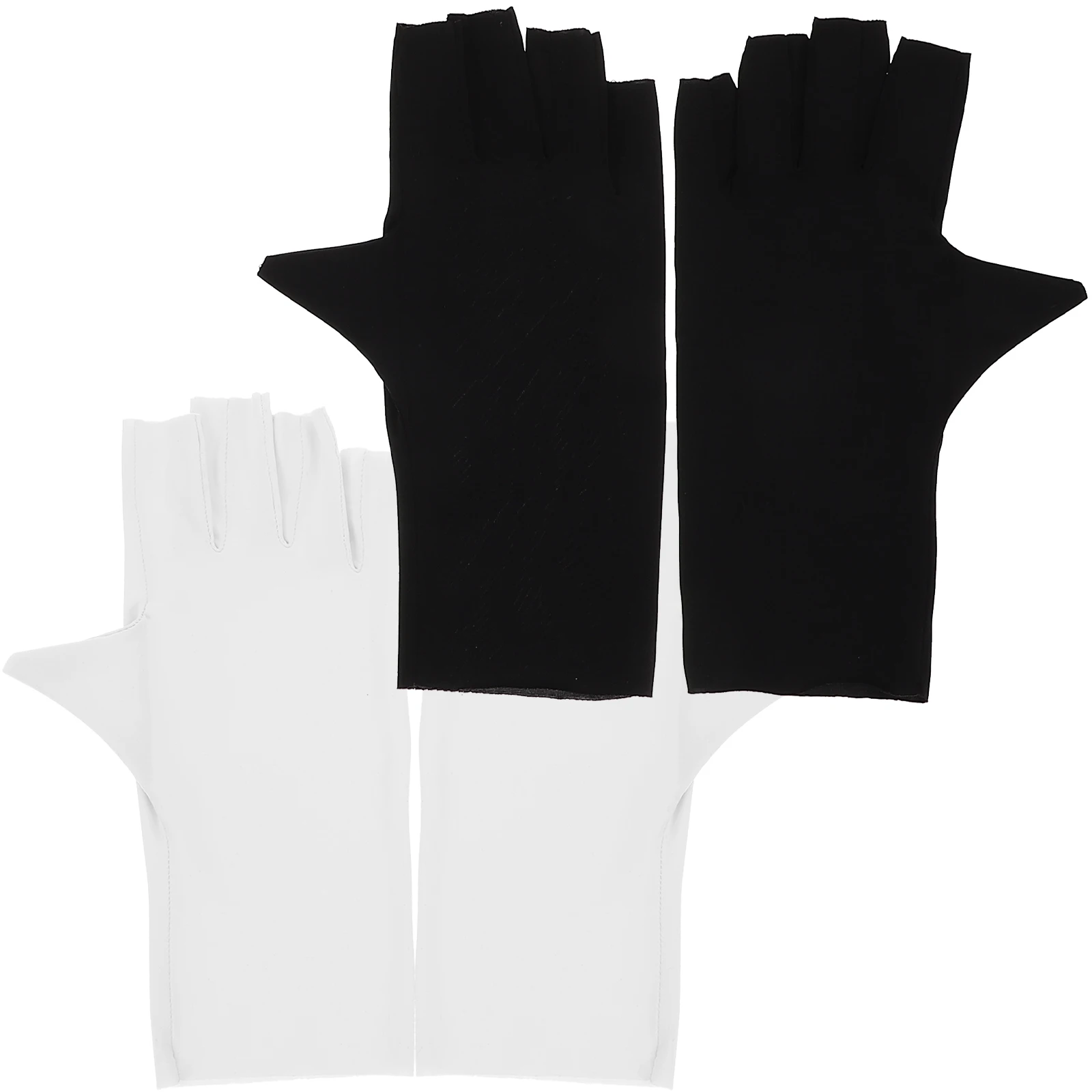 

2Pairs Gel Nail Gloves Anti Uv Fingerless Protection Gloves for Manicure Nail Art Hand Skin Care Anti Darkening
