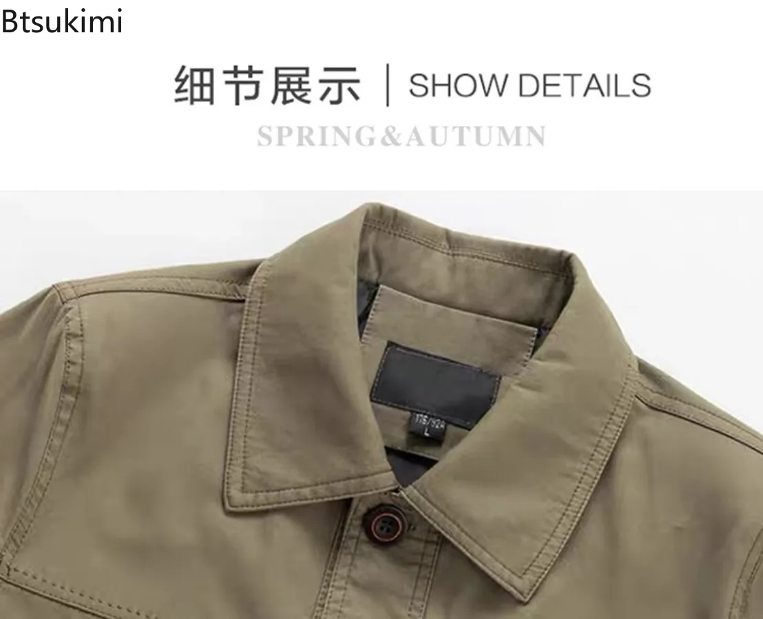 2025 New Men's Pure Cotton Jackets Fashion Simple Dad Clothes Spring Autumn Loose Lapel Button-up Coats Men Business Casual Tops