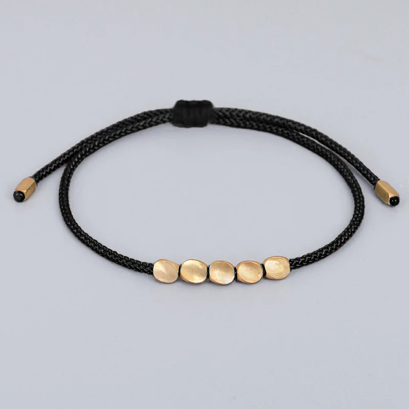5-farbiges ethnisches buddhistisches tibetisches Kupferperlen-rotes Armband für Damen und Herren, Vintage, handgefertigter Faden, geflochtenes Seil