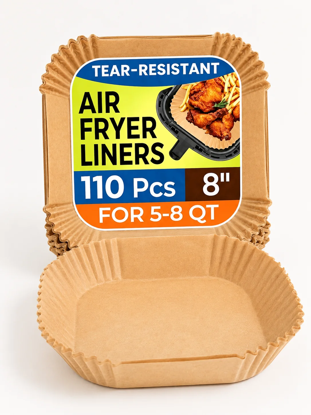 110pcs square air fryer paper liners for 5-8 QT air fryers
