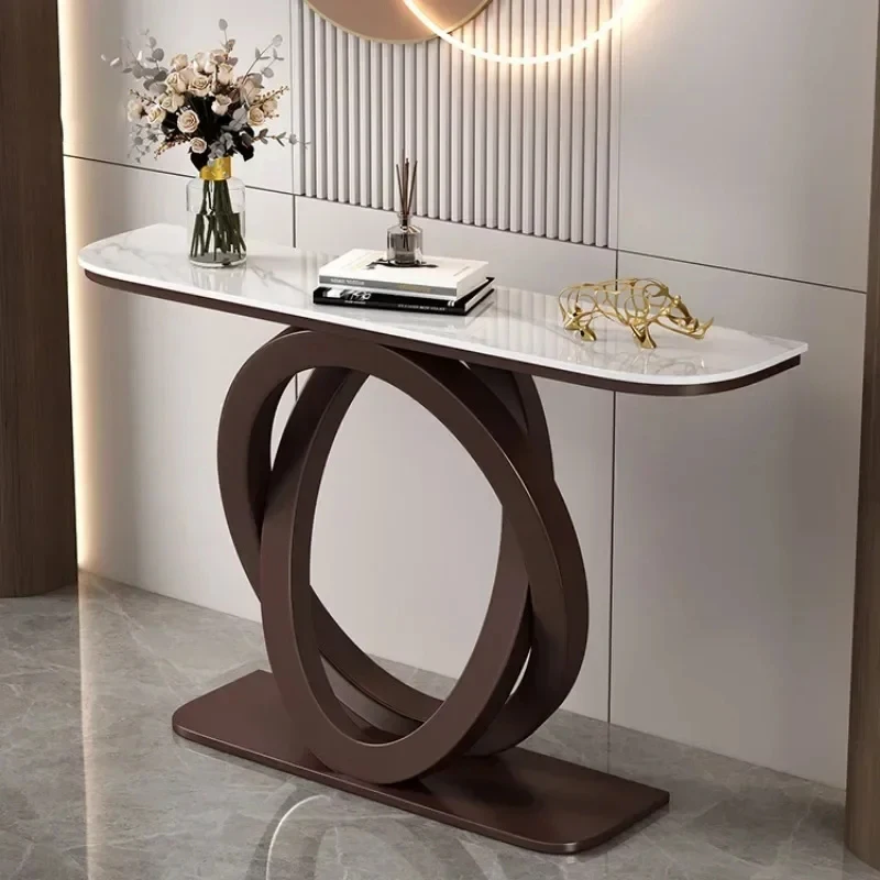 Luxury tablet computer console table, Italian semi-circular iron entrance cabinet table, home furniture creative corridor end