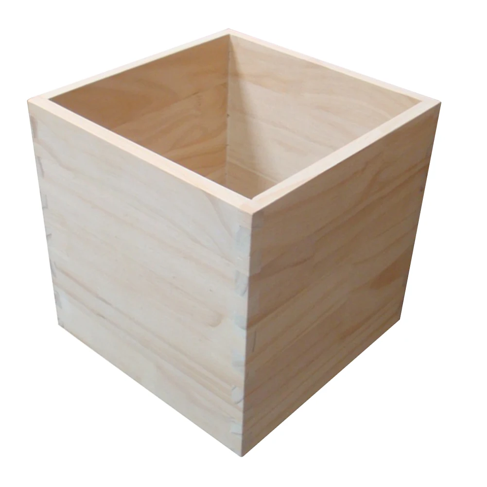 

Solid Wood Storage Box Unfinished Wooden Cube Organizer Dovetail Joint Stackable Modular Design For Home Kitchen Books