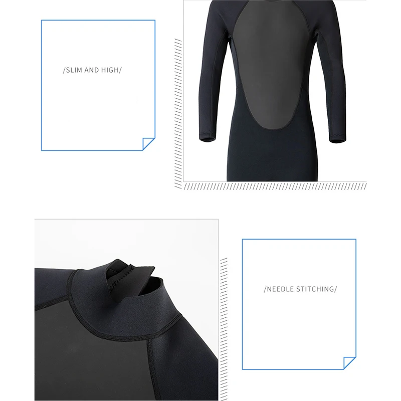 Neoprene Front Zipper Wetsuit 3MM Men Surf Scuba Diving Suit Equipment Underwater Fishing Spearfishing Kitesurf Clothing