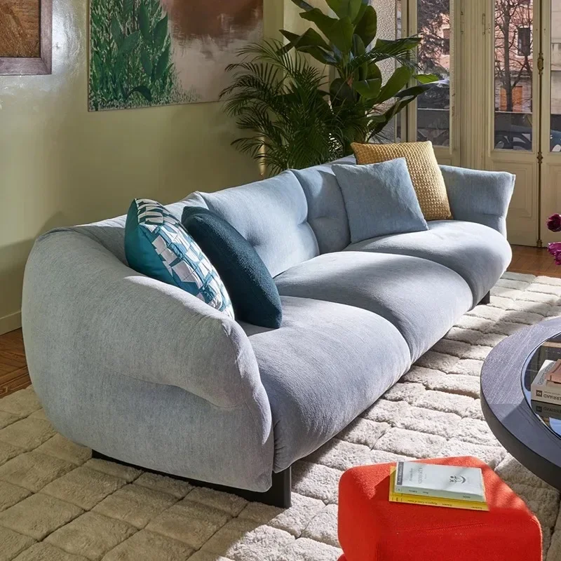Niche minimalist design fabric cloud sofa living room homestay three simple cream candy