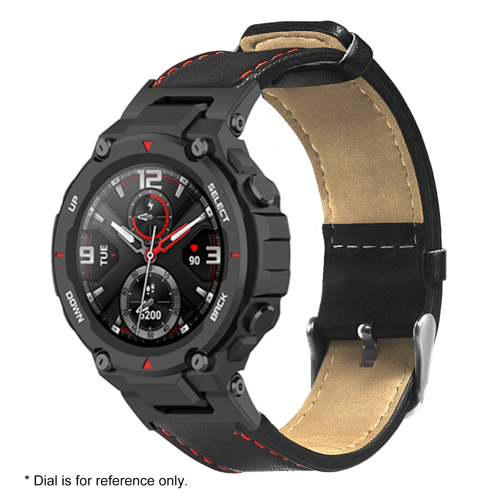 حزام ساعة بديل من الجلد باللون الأسود متوافق مع حزام المعصم البديل Huami Amazfit T-Rex/T-Rex Pro #2