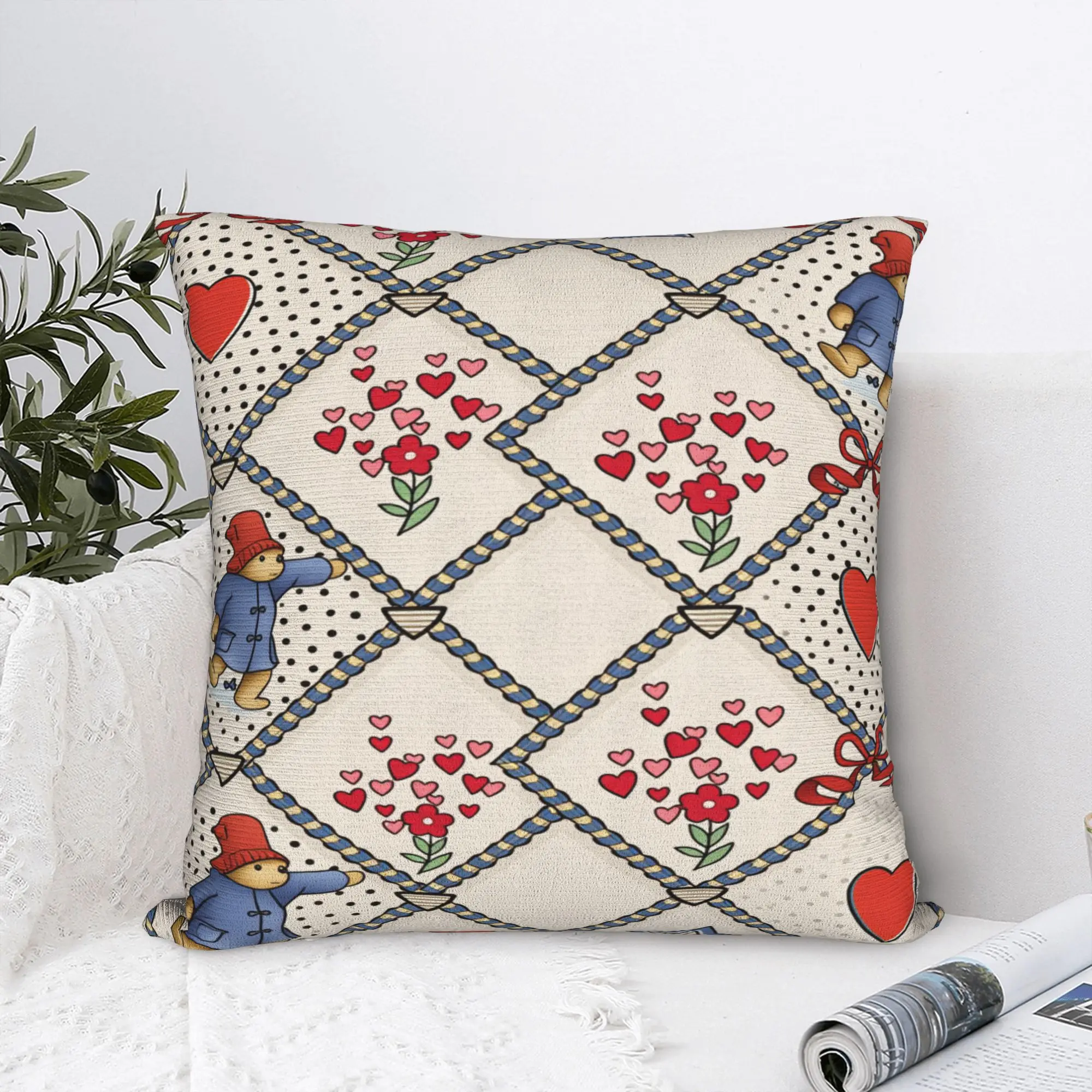 パディントンズ ブラウンズ ベア枕カバー ソフト枕カバー ソファ 車 ホームデコレーション レトロ トレンディ枕カバー