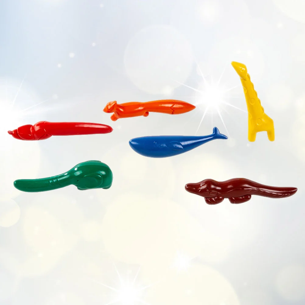 

6 Pcs Animal Shape Grip Crayons Kids Painting Tool Yellow My First Colorful Child