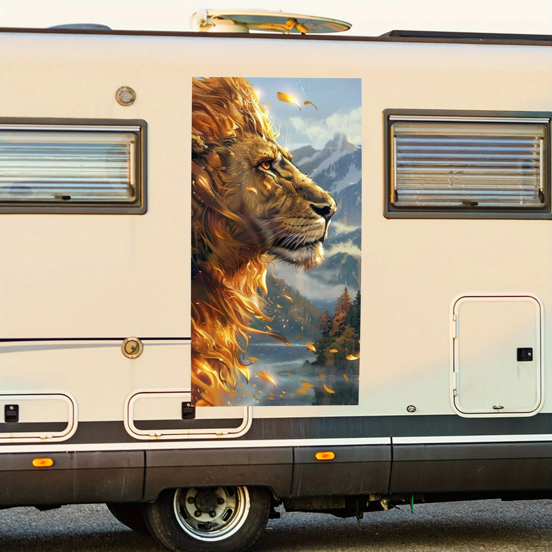 

Виниловая наклейка Majestic Lion для двери автомобиля на колесах, водонепроницаемые самоклеящиеся виниловые наклейки, защита украшения автомобиля