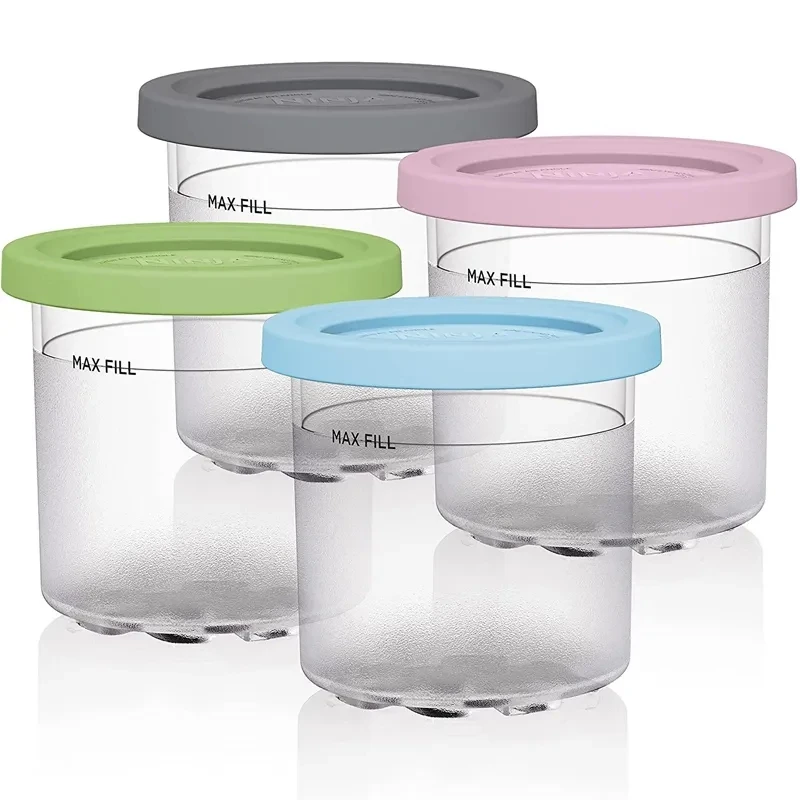 2/4Pcs Ice Cream Pints Cup For Ninja For NC299AM C300s Series Reusable Ice Yogurt Container Storage Jar With Sealing Lid Proof