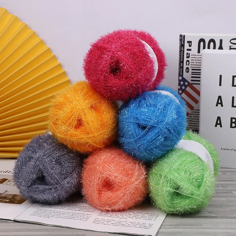 NUBECOM 50g Colorful Bright Thread Glass Wool Knitting Yarn DIY Handcraft Woven Yarn Hat Doll Sweater Crochet Thread Wool Line