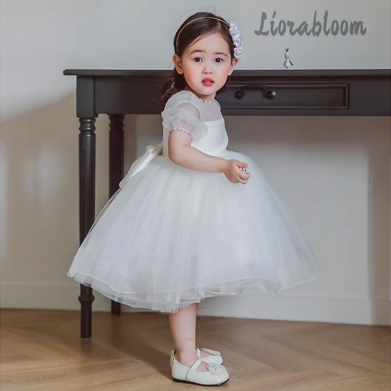 Abito da damigella personalizzato multicolore in tulle bianco, vestito da cerimonia per donna, abito da sposa