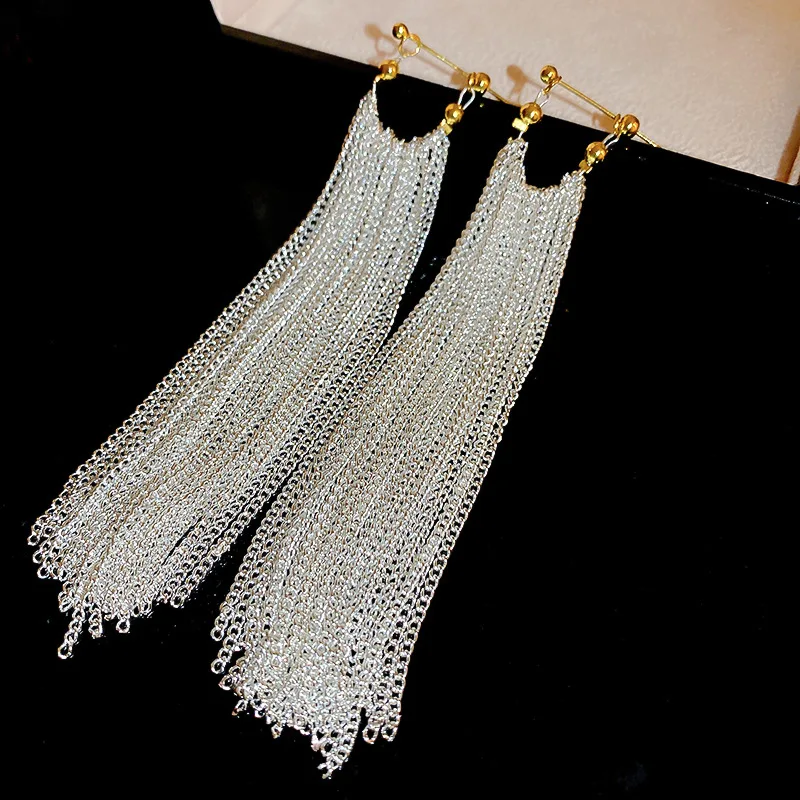 Women's Elegant Long Tassel Earrings, Unique Design