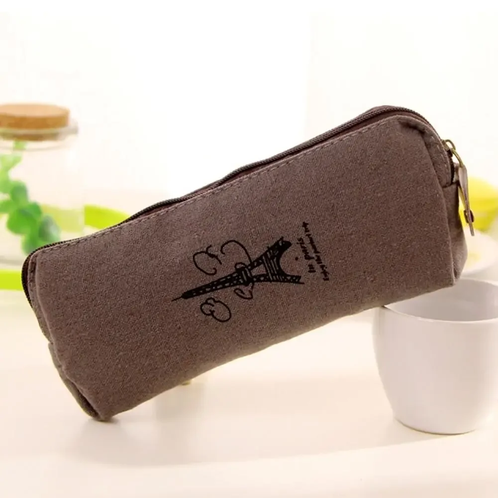 Multi Color Linen Retro Practical Stationery Study Article Pen Holder Student Pencil Case Zipper Bag