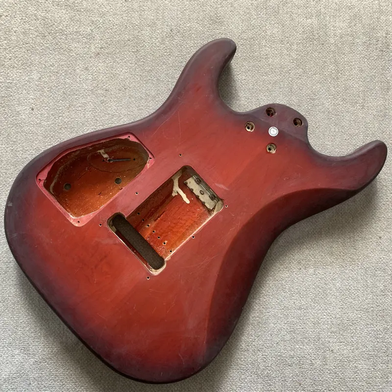 IB077 Red Quilted Maple Top -Soild Basswood 7 Strings ST Electric Guitar Body Tremolo Bridges Right Hand Replace and DIY Part