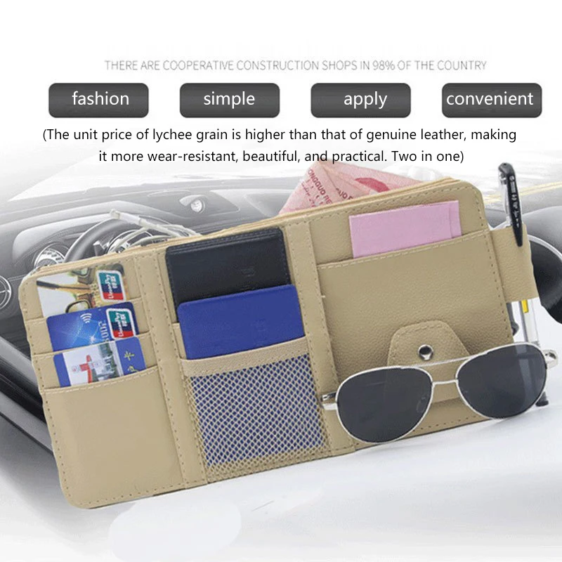 Multi-Function Car Sun Visor Organizer Multi-Pocket Auto Interior Accessories Pocket Organizer Car Document Storage Pouch