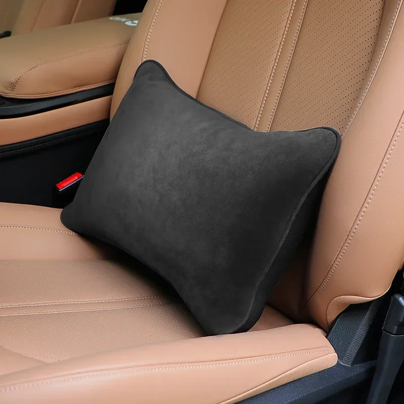 Suede Leather Memory Cotton Car Headrest Neck Support Seat Class Soft Fit for BMW AUDI TESLA BENZ VW TOYOTA SKODA Alfa Romeo