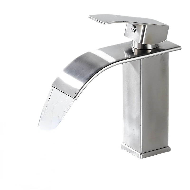 

Hot and Cold Water Faucet Brushed Single Handle Sink Mixer Bathroom Sink Countertop Faucet Basin Faucet
