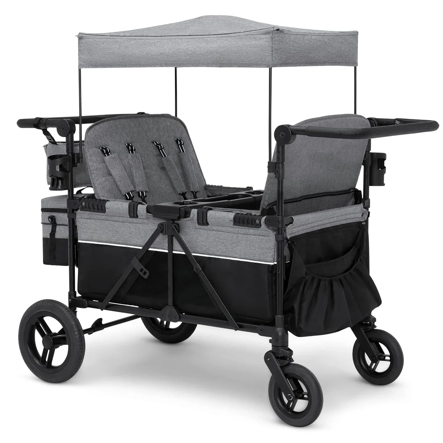 Wrangler Deluxe 4 Seater Stroller Wagon - Premium Quad Stroller Wagon for 4 Kids with Convertible Seats,