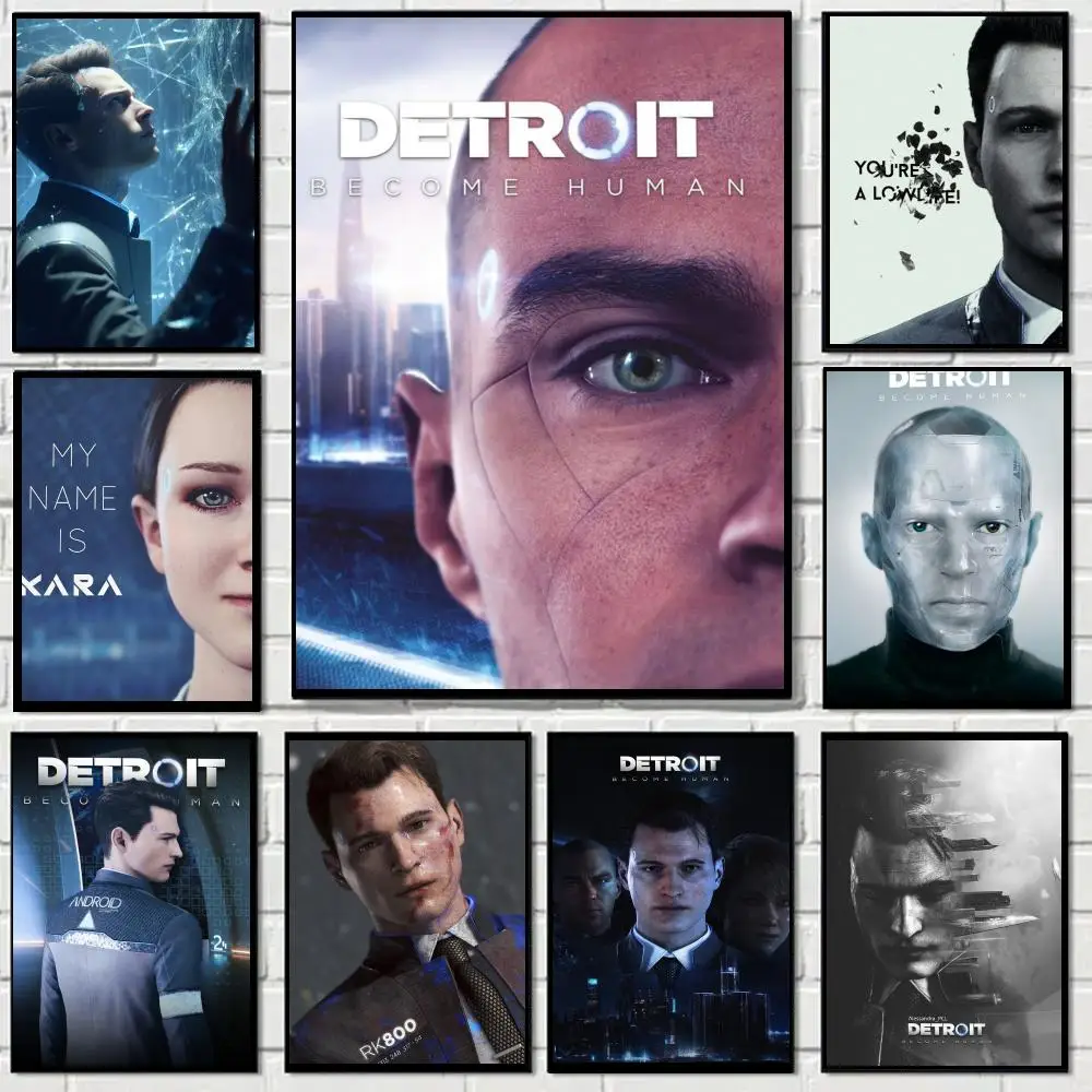 Game Detroit Become Human Poster Self-adhesive Living Room Bedroom Party Bar Decor Moisture-proof Fade-resistant