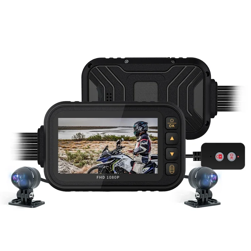 dvr for motorcycle front rear lens e-bike motorcycle camera waterproof cycle dvr dual camera 3 inch display cycle video recorder