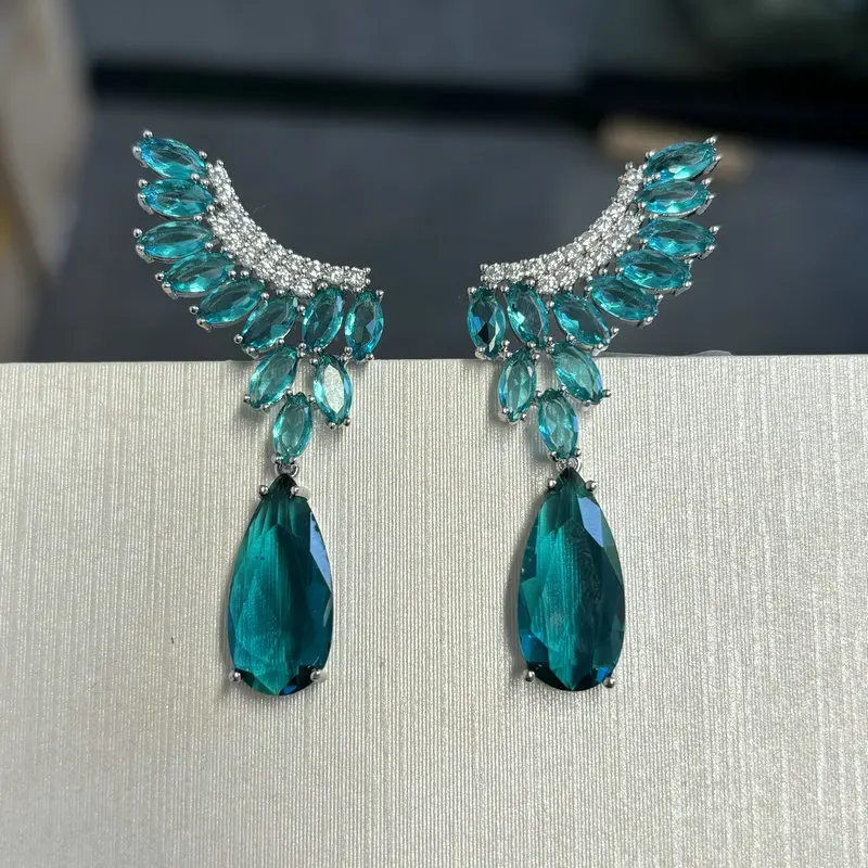 Bilincolor Vingtage Red and Green Cubic Zirconia Earring for Women