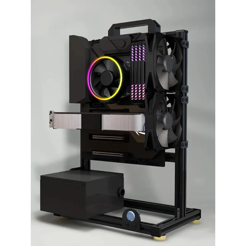 Open Rack Gamer Cabinet ATX MATX ITX Motherboard Gaming Computer Chassis All Aluminum Fan Water Cooler Cooling Desktop Case DIY