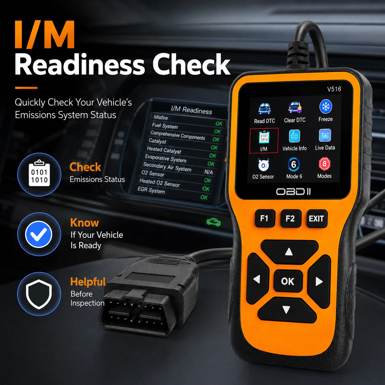 OBD2 Scanner Silicone Keypad 8 Functions Car Diagnostic Tool Engine Fault Code Reader Live Data O2 Sensor Test