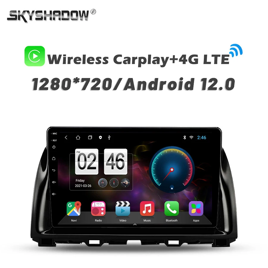 720P 360 Camera SIM Carplay Auto 8G+256G Android 14.0 Car DVD Player GPS WIFI Bluetooth RDS Radio For Mazda CX5 CX-5 2012 -2015