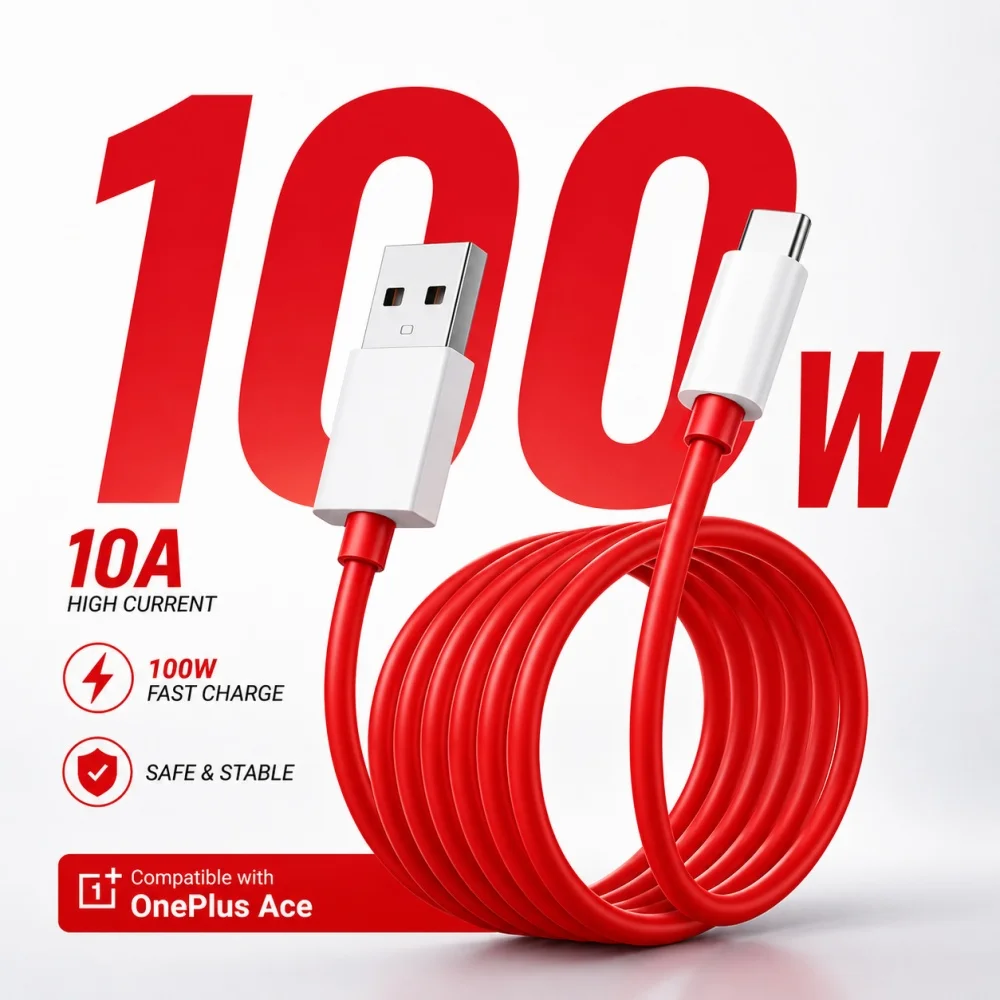 100W USB-A-zu-USB-C-Kabel, 10A Schnellladekabel Typ C zu C Ladekabel für OnePlus Ace 5/3/2/Nord, 480Mbps Datensynchronisation