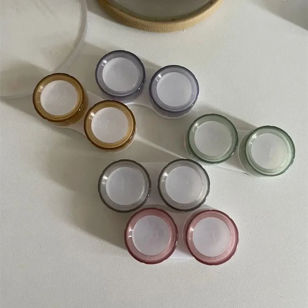 Simple Transparent Colored Contact Lenses Case for Eyes Contacts Travel Eyewear Holder for Women Girls Pink Green Accessories