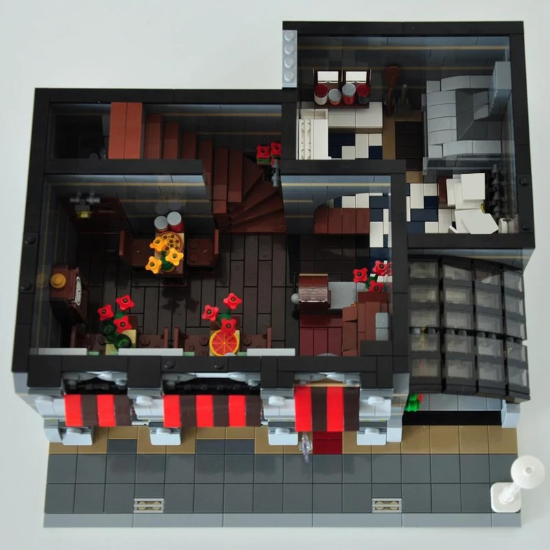 ตัวต่อ 3761 ชิ้น ร้านพิซซ่าแบบโมดูลาร์ MOC ตัวต่อแบบปรับแต่งได้ โมเดลตัวต่อสร้างสรรค์ ของเล่น DIY ของขวัญวันเกิด
