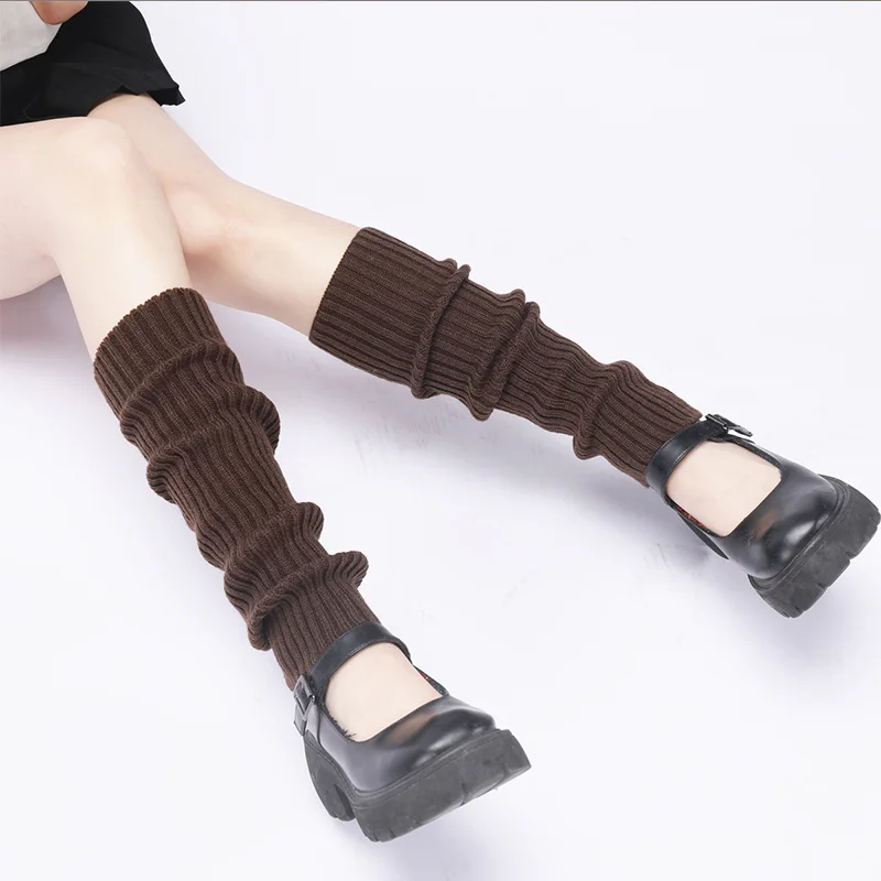 2026 Fashion Women Woolen Leg Cover JK Hot Girl Versatile Knitted Foot Cover Warm Stocking Set Shoe Cover