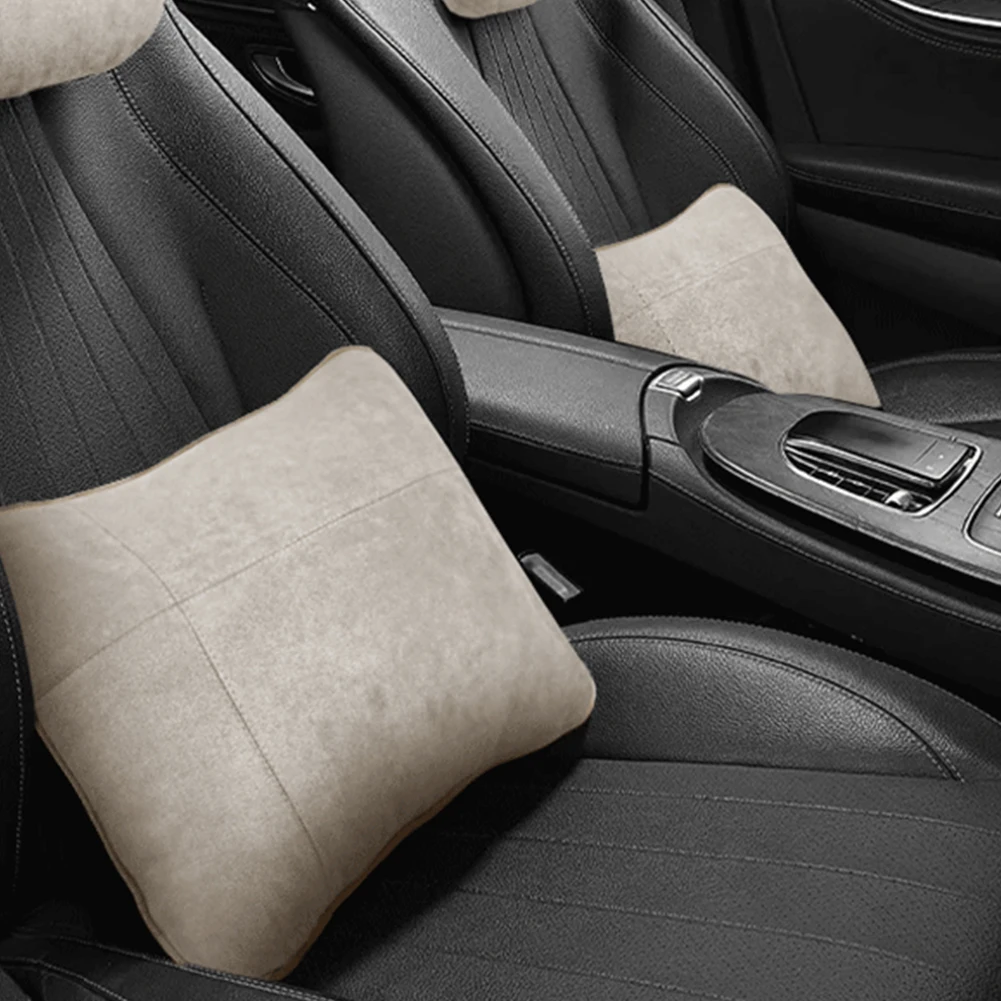Car Lumbar Pillow Waist Support & Neck All Seasons Suede Fabric For Mercedes S Maybach Cushion Long Distance Fatigue Reduction