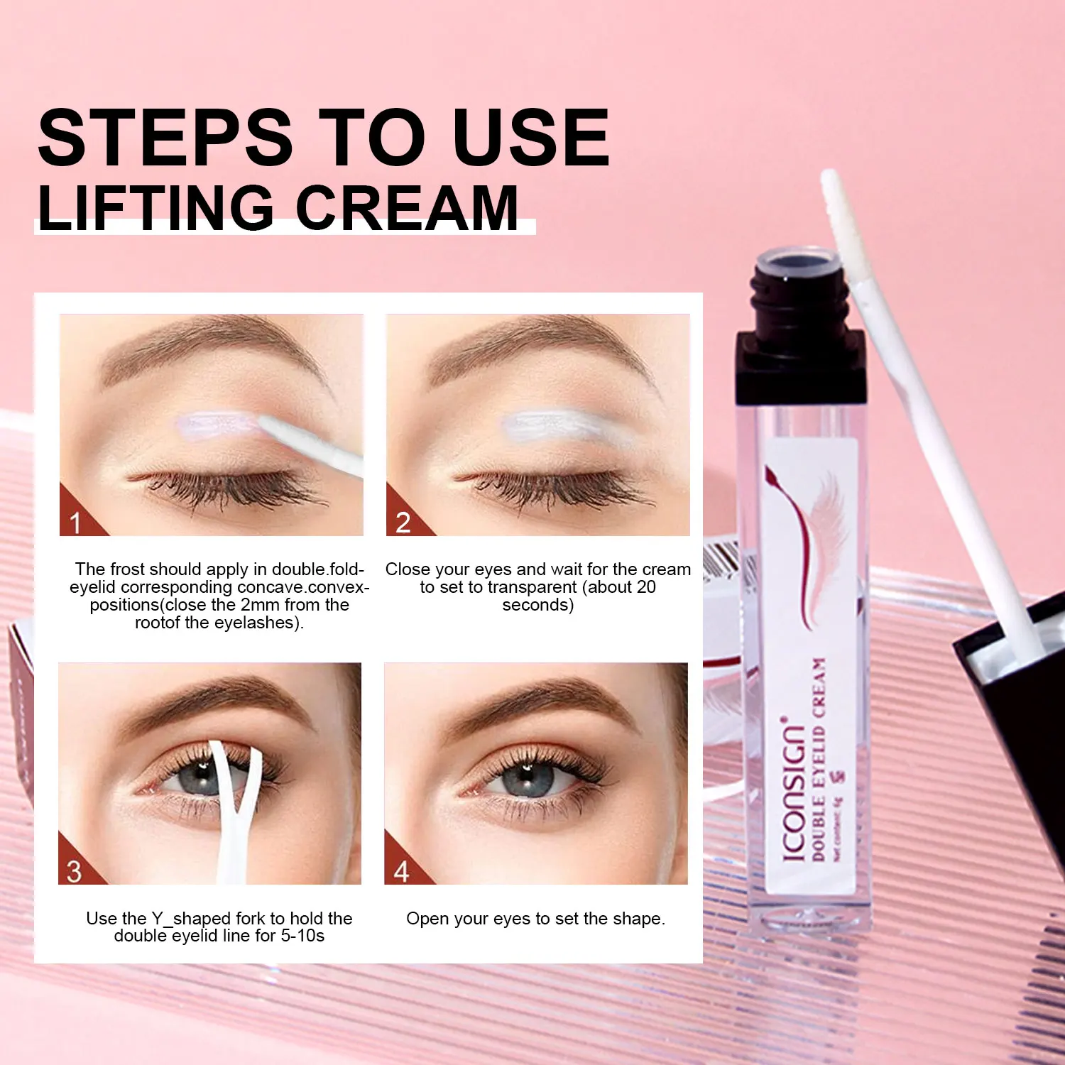 Iconsign novo creme de pálpebra dupla profissional conveniente pálpebra dupla invisível natureza moldar beleza maquiagem ferramentas