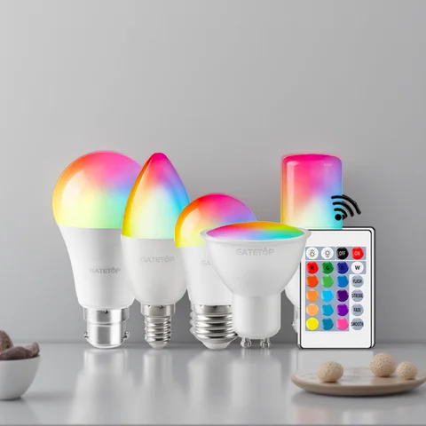 1-10PCS Smart RGBW LED Bulb Spotlight E27 E14 B22 GU10 with Infrared Remote Control Suitable for Colorful Home Lighting